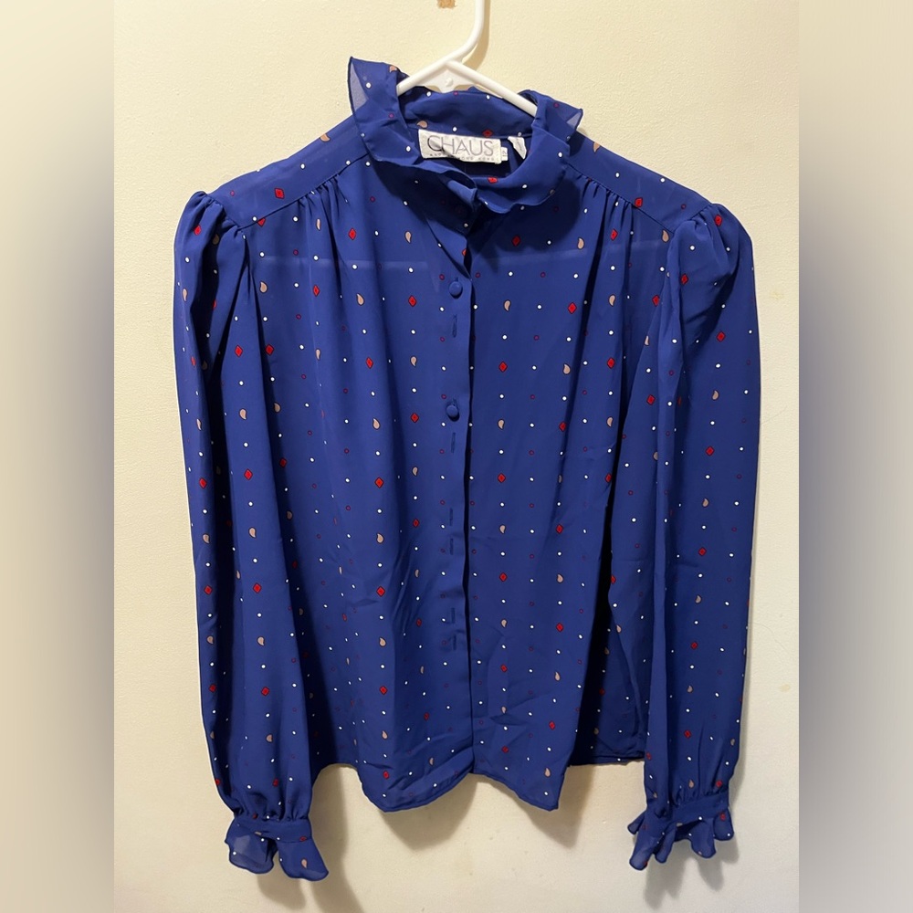 NWT‎ vintage Chaus button down blouse blue sz 12